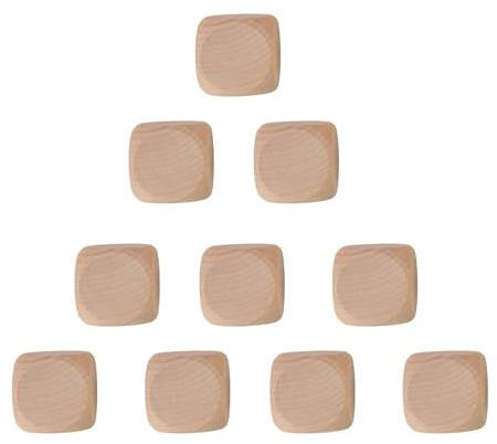 Helilyco 10 dadi in legno grezzi vuoti per fai da te, pittura e realizzazione di dadi personalizzati (40 mm, 50 mm o 60 mm)
