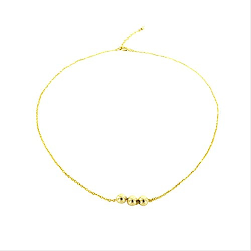 Ciondolo a Forma di Fagiolo Dorato con Perline Rotonde, Collana a Catena con clavicola in Oro 14k, Gioielli da Donna per Feste
