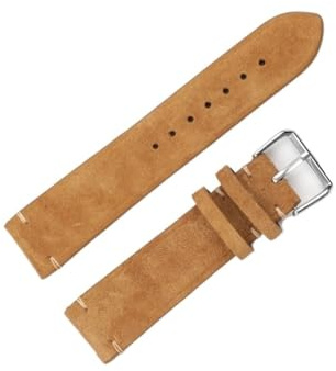 Vintage klockremmar i mockaläder Blå klockband Ersättningsrem for klocktillbehör 18mm 20mm 22mm 24mm(Tan,22mm)