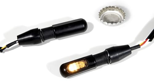 WTMT 3in1 LED Blinker Rücklicht Bremslicht Micro Alu Schwarz Getönt ECE - Motorrad Chopper Cruiser Custom Universal Paar