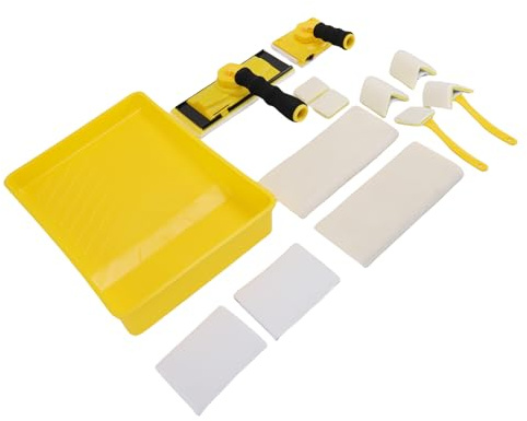 HEEPDD Kit di Strumenti per Molatura Vernice con Rotazione a 360 Gradi, Materiale ABS, Verniciatura Versatile per Pareti, Soffitti, Angoli, Include Asta di Prolunga Filettata e Vassoio per Vernice,