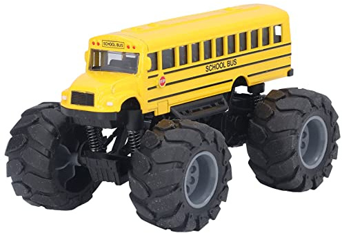 Picysa - Juguete de disparo para autobús escolar, escala 1:43, cuerpo de aleación, ruedas grandes, modelo de coche de alta simulación con función de extracción, para niños de 3 años y más (amarillo)