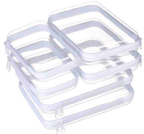 NBEADS 6 st 3 storlekar genomskinliga fodral med hårt skal, PET plast förvaringslåda rektangel organiseringsfickor för resesmink