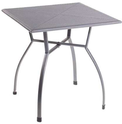 greemotion Gartentisch Toulouse eckig, quadratischer Tisch aus kunststoffummanteltem Stahl, Esstisch mit Niveauregulierung, eisengrau, 70 x 70 x 72 cm, 70 cm l x 70 cm b x 72 cm h