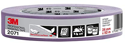 3M Professional Masking Tape 2071, Sensitive Surfaces, Purple, 24 mm x 50 m, 1 Roll/Pack