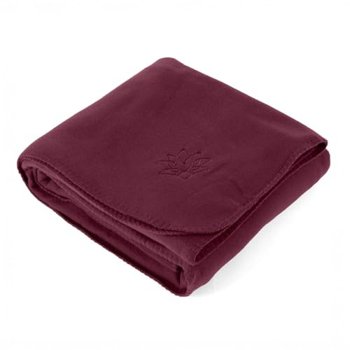 Bodhi Yogadecke ASANA Blanket | Weiche & Warme Kuscheldecke | Meditationsdecke für Shavasana | Tagesdecke aus Fleece mit Lotus-Stickerei | Sofa- & Überwurfdecke | 150 x 200 cm (Bordeaux)