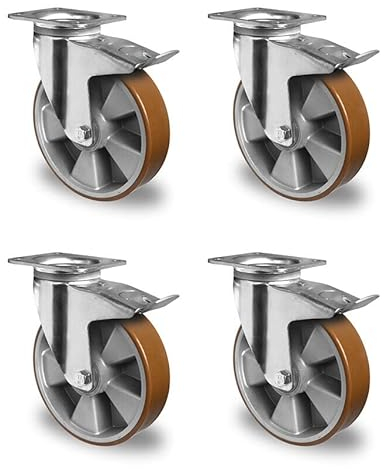 Rollensatz 4 Lenkrollen mit Feststeller 125 mm Polyurethan Schwerlast