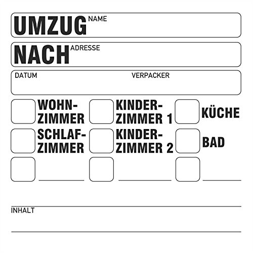 200 Stück Umzugsetiketten 10x10 cm zum beschriften Etikett Umzug Umzugskarton