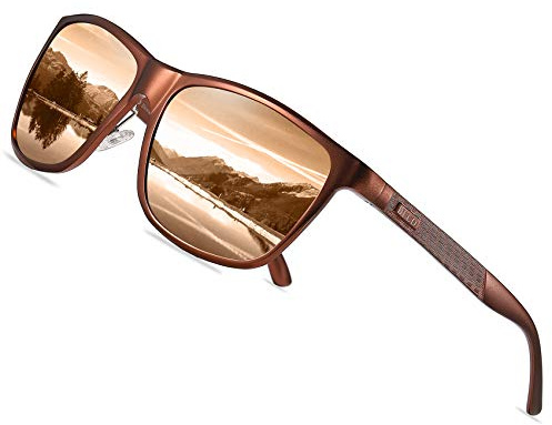 DUCO Polarisierte Sonnenbrille Herren Ultraleichte Al-Mg Metallrahmen UV400 | Ultraleichte Fahrerbrille für Unisex, Verstellbare Nasenpads, Verspiegelte Linsen, Sportbrille für Autofahren, Angeln, Cat 3