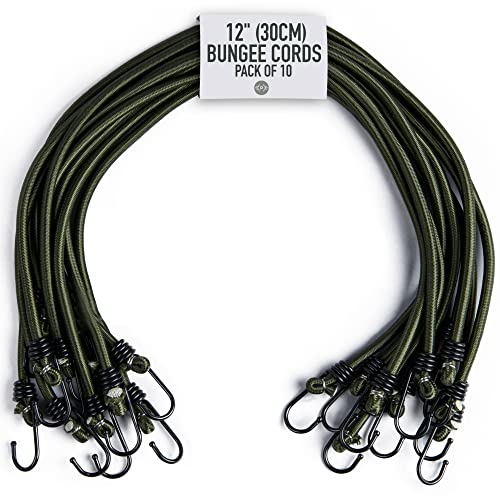 Pluvios Robusto 10 Pacco Corde Elastiche Bungee Resistenti Campeggio Bivvy Bivi Conservazione Fai da Te Multiuso - 2 Anni di Garanzia