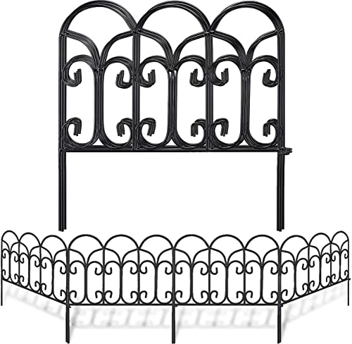 Amagabeli Garden Home Palizzata in Metallo 5 Pannelli da 46CMx230CM Recinti Recinzione Giardino Design Bello Robusto e Affidabile Resistente Staccionata Esterne in Acciaio Nero DA038