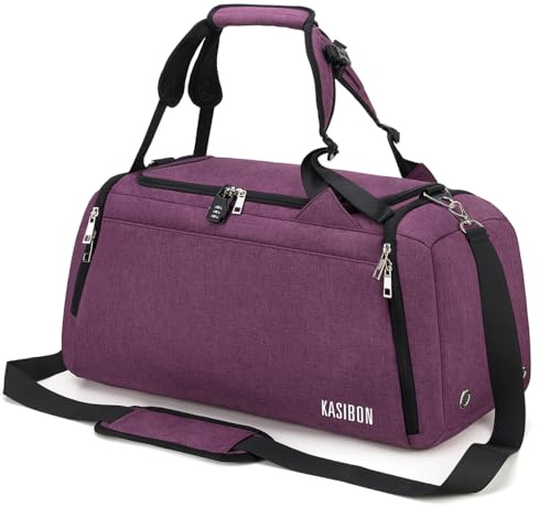 42L Waterproof Gym Bag with Shoes Compartment, Sports Bag with Wet Pocket