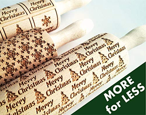 Weihnachten Nudelhölzer 3-er SET - wählen Sie 3 beliebige Teigroller. Nudelholz mit muster für DIY Küche, Teig & Plätzchen von Algis Crafts