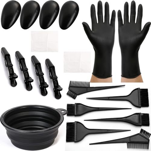 Borogo 19Pcs Professional Salon Hair Coloring Dyeing Kit, Hair Coloring Products with Hair Dye Brush, Hair Color Bowl, Hair Clips For Hair Dye Tools