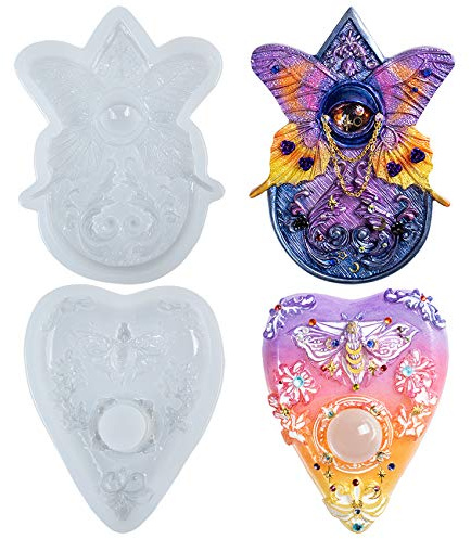 Oculus Planchette Moules en résine silicone Papillon et papillon pour moulage époxy, projet d'artisanat en argile polymère 5,1 cm - Lot de 13,5 cm