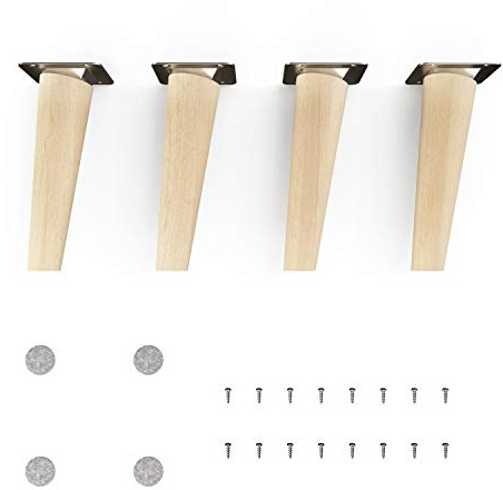Sossai piedini per mobili in legno di faggio naturale CLIF ROUND HMF2 altezza 15 cm rotondi design inclinato per cassettiere armadi mensole