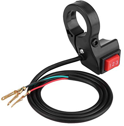 Motorrad Lenkerschalter 3-Gang 22mm, 7/8 Zoll | Elektrisches Modul, 3 Geschwindigkeitsstufen, Kunststoffgehäuse, Für E-Bike und Scooter, 58 cm Kabel, 5mm schmale Bauform