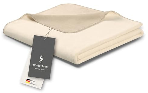 biederlack® flauschig-weiche Kuscheldecke aus Baumwoll-Mischgewebe I Made in Germany I Öko-Tex I nachhaltig produziert I Wohndecke Cotton Doubleface in Ecru-Feder I Sofa-Decke in 150x200 cm