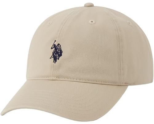 U.S. Polo ASSN. Small Pony Logo Baseball Hat, Washed Twill Cotton Adjustable Cap Stone