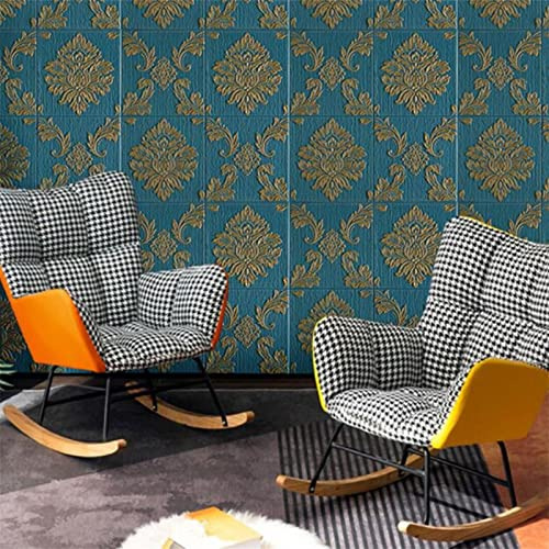 Pack of 5 Self-Adhesive Wallpaper, 3D Wall Panels, Self-Adhesive Wall Wallpaper, Wall Sticker, Wallpaper, DIY Wallpaper for Room Decor (Emerald Green)