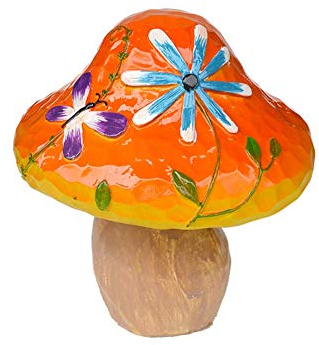 YTOOZ Statuen für den Garten im Freien, Pilz-Skulpturen aus Harz, süße Terrasse, Hof, Rasen, Basteln, Ornamente, handbemalte Figuren, orange, 23 x 20 x 23 cm (9 x 8 x 9 Zoll).