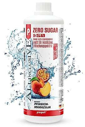 Prosport Allinclusive® Pfirsich-Maracuja 1000ml – ZERO SUGAR Sirup mit Vitaminen – Premium Getränkekonzentrat 1:50 – Ohne Zucker, Aspartam & Azofarbstoffe – Perfekt für Wassersprudler