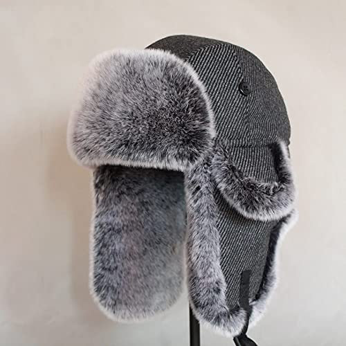 DEPAJA Russische Mütze Männer Frauen Russische Winter Bomber Trappermütze Uschanka Mit Ohrenklappen Kunstpelz Trappermütze Ohrenklappen Warme Mütze Für Schnee, Stil 1,60-62Cm