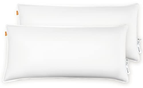 ComfortAce® 2er-Pack 40 x 80cm Weiches Komfortables, Atmungsaktives Mikrofaserkissen, Waschbar, Gefüllt mit Silikonisierten Hohlfasern, Weiß