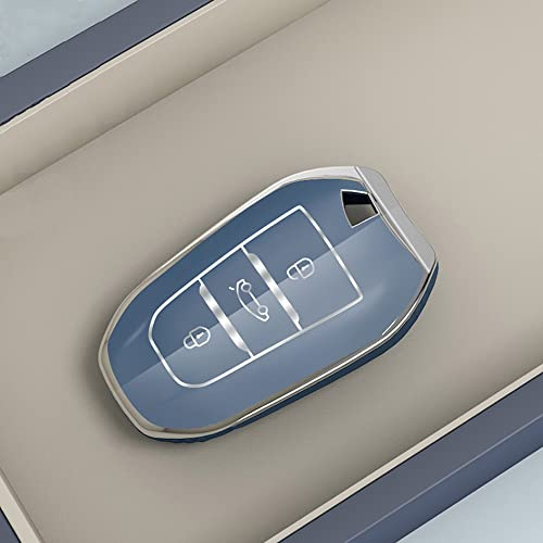 ontto Schlüsselhülle Autoschlüssel Hülle Passt für Peugeot 308 408 508 2008 3008 4008 5008 Citroen C4L C6 C3-XR Picasso DS3 DS4 TPU Silikon Schlüsseletui Schutzhülle Schlüsselanhänger-Silber Gray