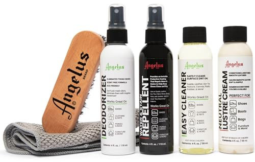 Angelus Kit de limpieza de zapatos | Juego de limpiador de zapatos para tenis, botas, cuero, gamuza | Kit completo de cuidado de zapatos, transparente, Transparente, 6 Piece Set