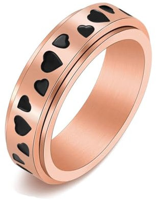 Aotiwe Ring Rosegold Edelstahl, Ringe Verlobung Liebesherz Drehbar Größe 52 (16.6) Geschenk Beste Freundin Geburtstag
