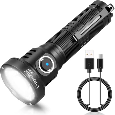 KEENZO Lampe Torche LED, 6 Modes D'éclairage EDC Lampe de Poche avec SFT-40 LED & Zoomable Torche Rechargeable, IP65 Étanche, Ultra Puissante Torche Tactique pour Camping/Randonnée/Urgence