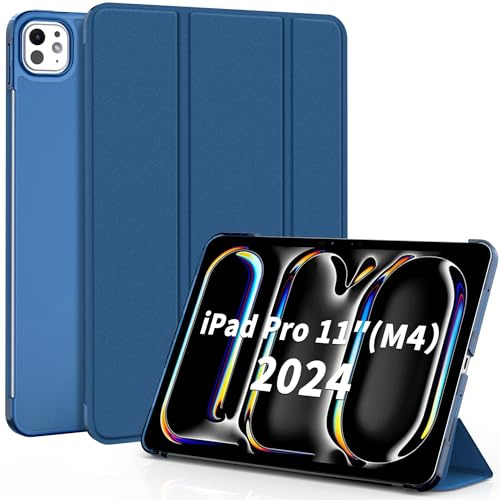 EasyAcc fodral för 11 tums iPad Pro M4-fodral (2024), ultratunt genomskinligt matt baksidesskydd, skyddshölje, havsblå