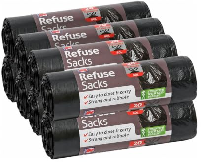 Kordis Müllbeutel 70l - 8 Rollen X 20 Säcke. Schwarze Müllsäcke Mit Griff, Für Groß Garbage Mülleimer & Restmüll. 160 Stark, Reißfeste Müllsäcke, Schwerlast Abfallbeutel- 73.5 x 105cm