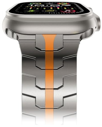RYLIXAR Titan Metall Armband kompatibel mit Apple Watch Ultra 3/2/1 Armband 49mm 46mm 45mm 44mm 42mm, Leichtes Verstellbares Ersatzband für iWatch Series 11 10 9 8 7 6 5 4 SE Herren Damen
