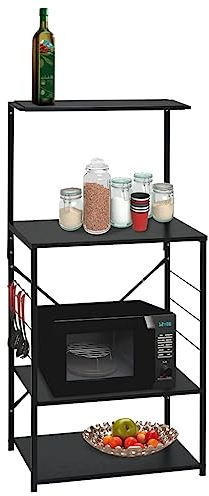 AJJHUUKI Home Items, Mikrowellenschrank, Schwarz, 60 x 39,6 x 123 cm, Holzwerkstoff, Anzugmöbel