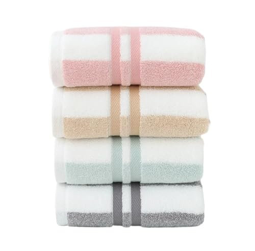 AYWTIUN Sporthandtuch 4-teiliges Handtuch-Set aus Baumwolle, gestreift, Badetücher, schnell trocknend, for Reisen, Fitnessstudio, Camping, Sport, weiches Handtuch, Dickes Handtuch