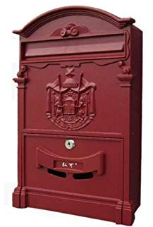 CWCQGH Vintage Rot Metall Briefkästen Villa Outdoor Wasserdicht Mailbox Abschließbar Post Box