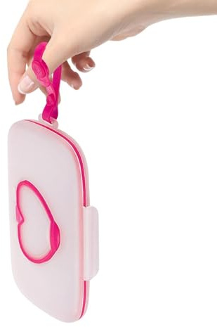 Tragbare Feuchttücher-Tasche mit Griff-Design, wiederverwendbare Baby-Feuchttücher-Tasche, staubdichte Aufbewahrungsbox mit herzförmigem Deckel, um Feuchttücher mit Feuchtigkeit zu versorgen,
