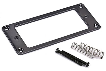 Schwarze 2mm Metall Montageringe für Humbucker Tonabnehmerrahmen | Flache Ausführung, für Gitarren Montage, 2 Stück, Glänzende Oberfläche