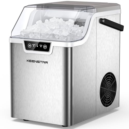 Nugget Countertop Ice Maker with Soft Chewable Ice 40Lbs, Pebble Sonic Ice Machine with Basket and Scoop, Ready in 5 Mins, 40Lbs/24H, Auto Self-Cleaning, for Home, Kitchen, Office, Party, Camping