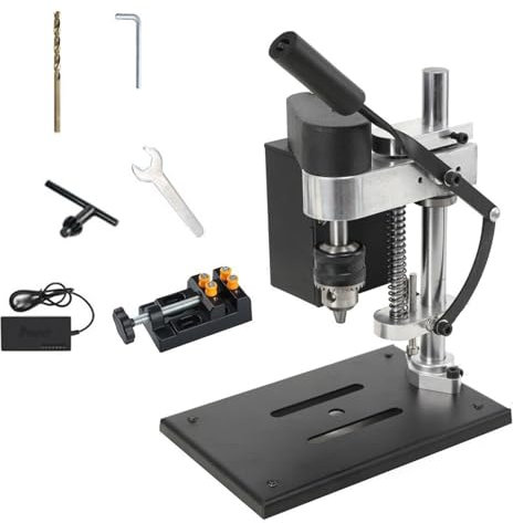 Tischbohrmaschinen-Ständer, 8000PRM Heimbohrmaschine, 7-Gang-Variable Geschwindigkeit, Bohrfutter-Spannbereich 0,6–6 mm, kleines Bohrwerkzeug mit Schraubstock, für Metall, Holz, DIY, Schmuck