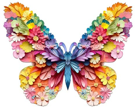 Holzpuzzle Erwachsene 3D bunter Schmetterling- 155 Teile holzpuzzle Geschenkbox, Wanddekoration und Geschenk für Freunde und Familien (14 Jahren+)