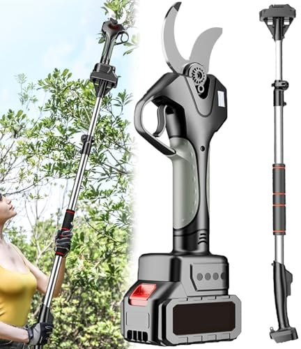SenhE Cizalla de Poda Eléctrica Inalámbrica con Poste Telescópico, Tijeras de Poda Eléctrica, Podador de Potencia Inalámbrica para Jardinería, para Podar árboles y Arbustos