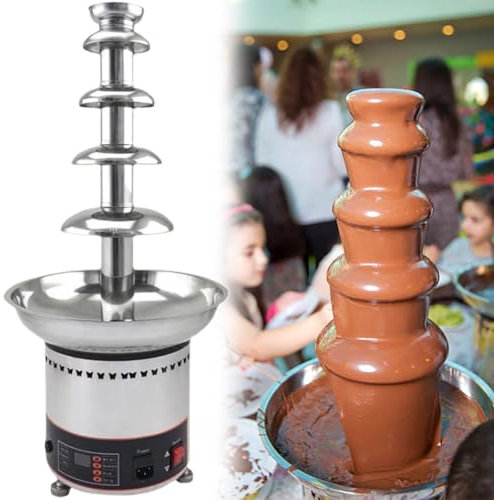 GESAIDES Máquina Eléctrica para Fondue de Chocolate, de Acero Inoxidable, para Chocolate, Dulces, Mantequilla y Queso.,5tiers