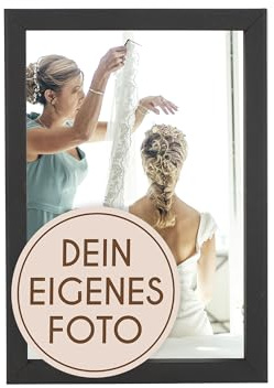 Wackadoo personalisiertes Geschenk inkl. Holz Bilderrahmen 10x15 schwarz Fotodruck Bild Fotorahmen mit Glas Poster mit Wunschmotiv, eigenes Foto picture frame