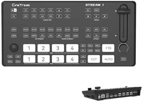Cinetreak Stream 1 4K Live Streaming Switcher HDMI Professional Multi Camera Video Switcher Mixer with 4 HDMI Inputs Multifunctional Streaming Solution for Content Creators