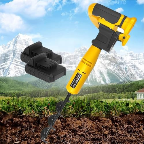 Cordless Electric Post Hole Digger, 30x8cm Spiral Auger with 2 Batteries - Fence & Garden Auger for Planting, Landscaping & DIY Projects