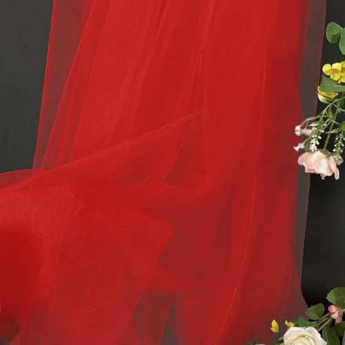 Tüllstoff Tüll Rot Organza Stoffe - 5 m x 160 cm Tüll Stoffe Meterware, für DIY Tisch Party Torbogen Hochzeit Decoration Tüllrock Schleier