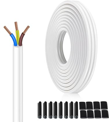 Câble Électrique H05VV-F 3x0,75mm² Blanc 5 Mètres - Fil de Cuivre Multibrins PVC Souple - Pour Électroménager, Bricolage et Rallonges (300/500V)